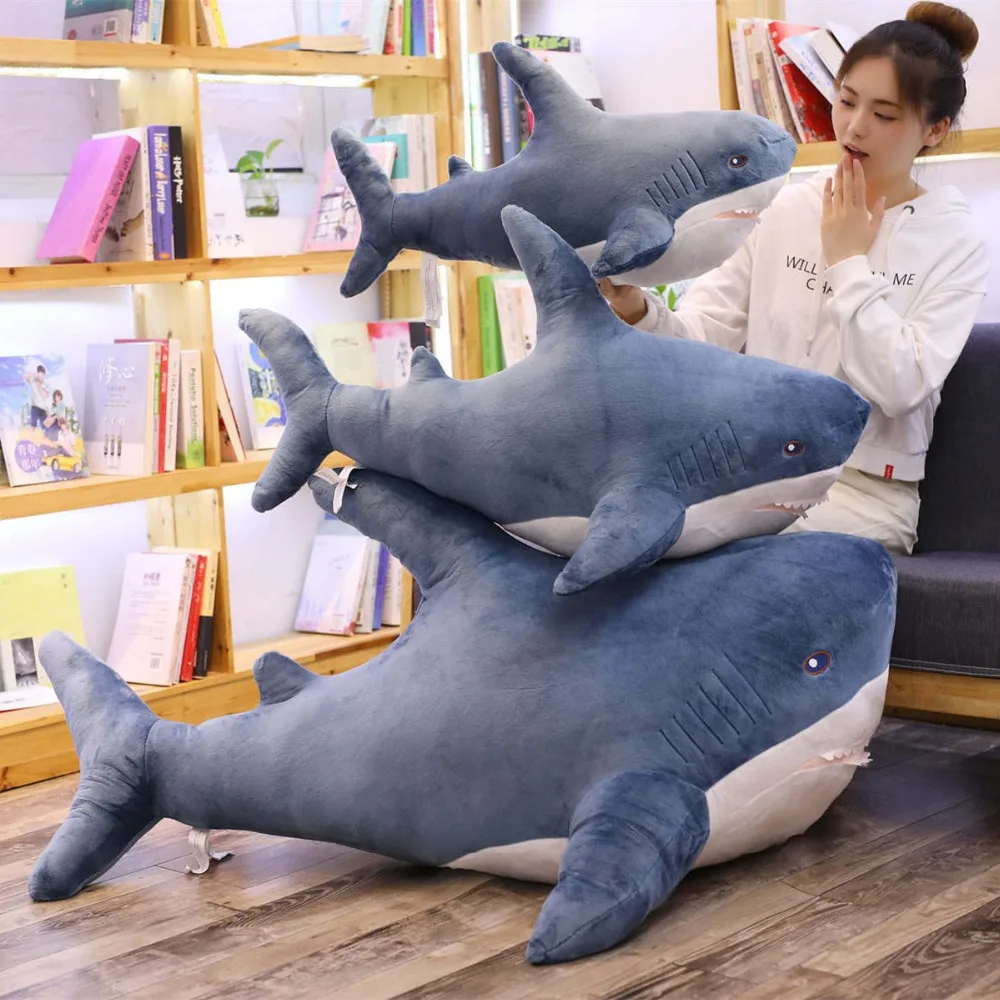 1 шт. 80/100 см Большой размер забавная мягкая Кусачка Акула плюшевая игрушка