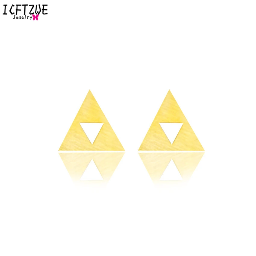 Dianshangkaituozhe 10 пар; модные aros Нержавеющая сталь Brincos Треугольники Triforce золотой цвет серебристый Zelda серьгу Для женщин