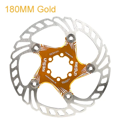 180mm gold MEIJUN горный велосипед MTB дисковый тормоз ротор 6/7 дюймов 160 мм 180 мм 5 отверстий плавающий дисковый тормоз ротор с винтами T25 - Цвет: 180mm gold