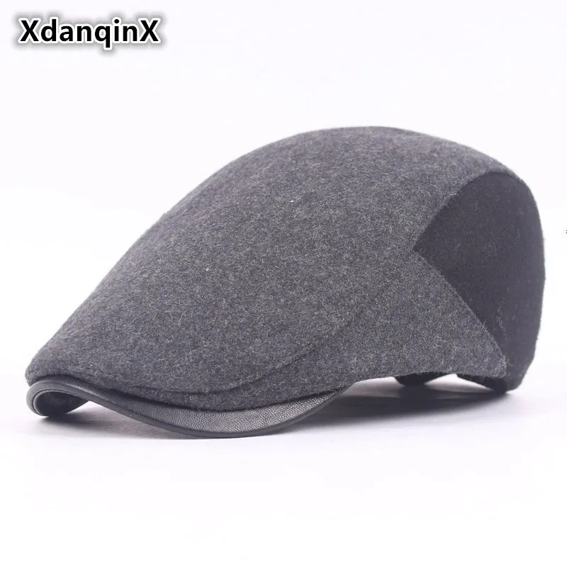 Шапка XdanqinX Мужская шерстяная плотный теплый берет модная шапка с язычком