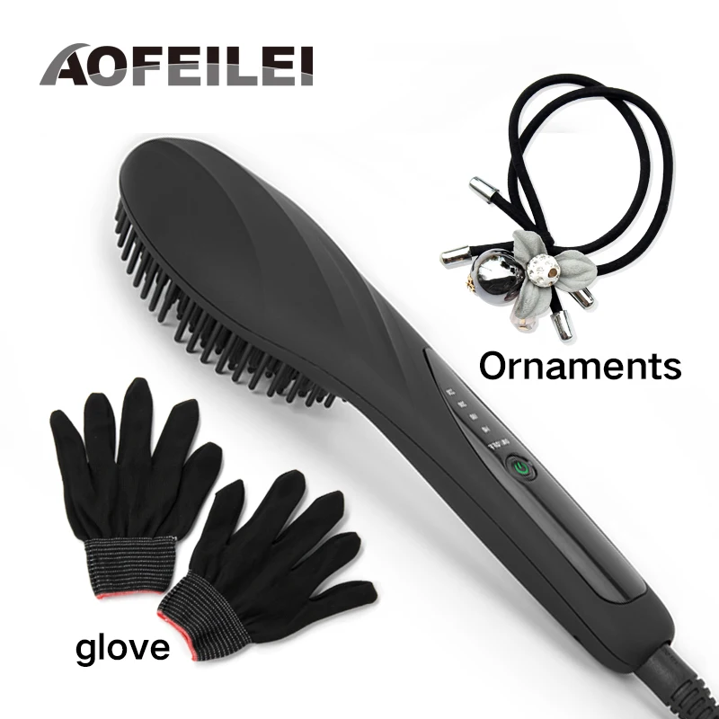 Электрический черный выпрямитель для волос расческа с ЖК дисплеем керамические