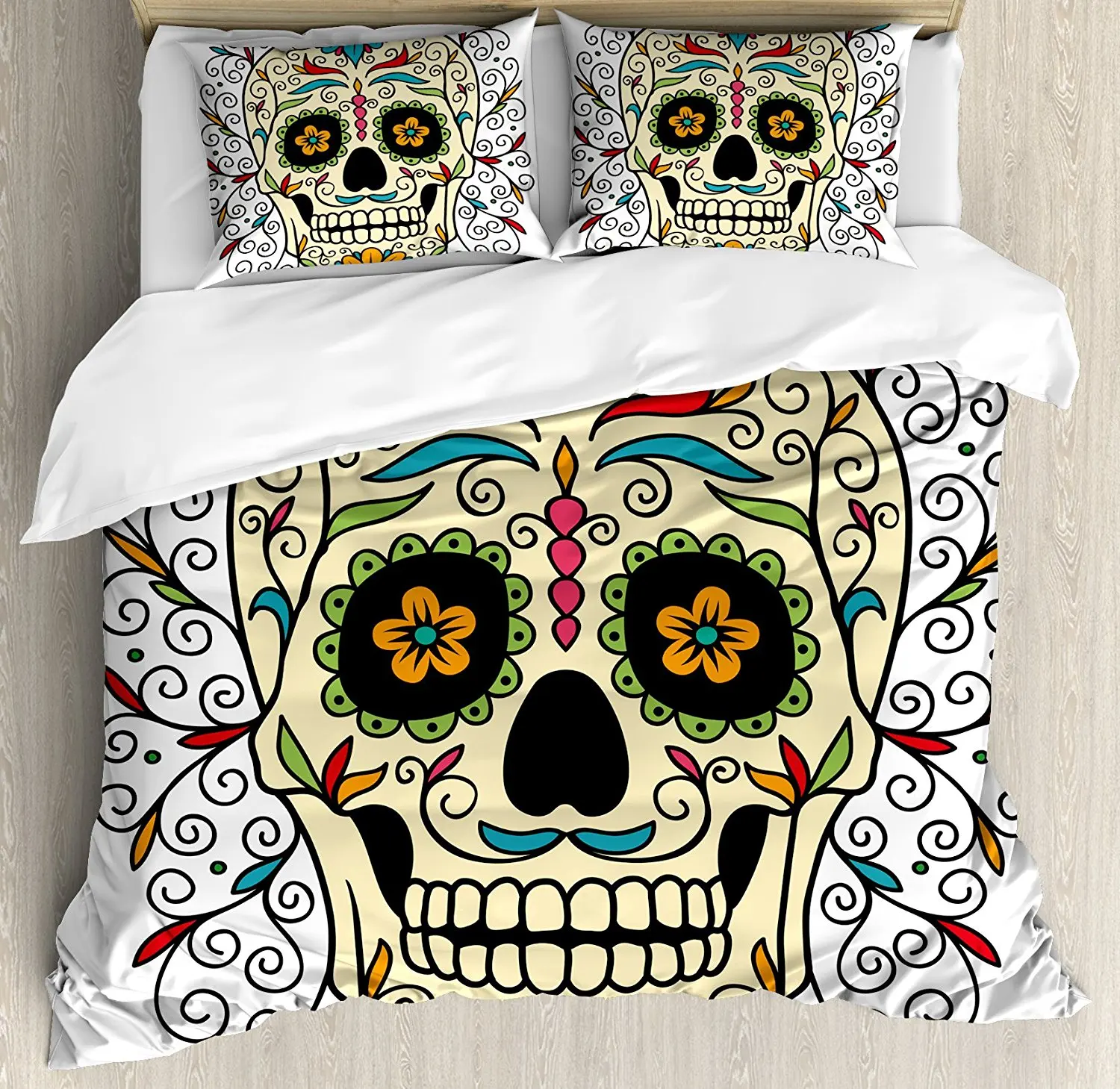 Сахарные Украшенные черепами набор пододеяльников Catrina Calavera Рекомендуемые
