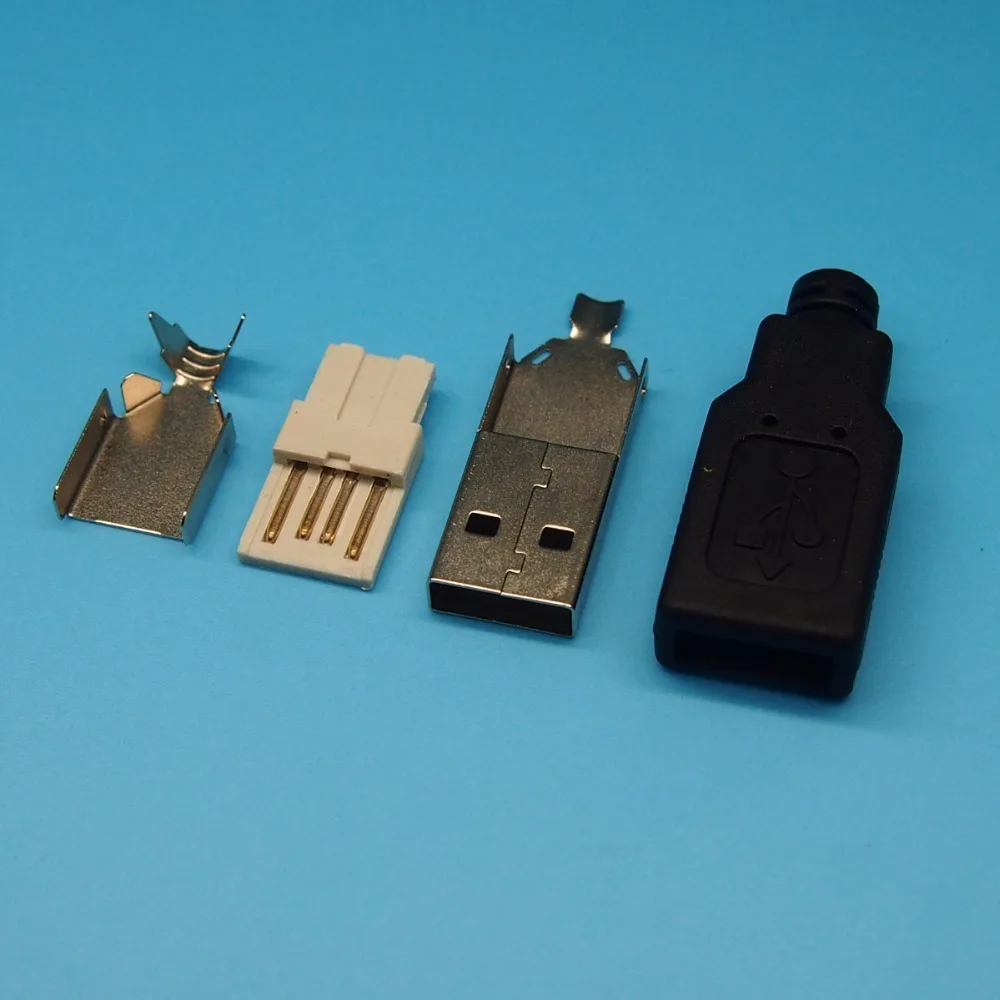 100 комплектов 4 в 1 2 0 USB разъем A / M провод сварочный штекер с пластиковой