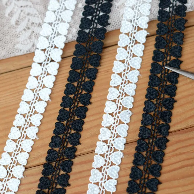 

hot sale Lace Accessories Black White Heart Water-soluble Lace Wide 1.7cm H1703