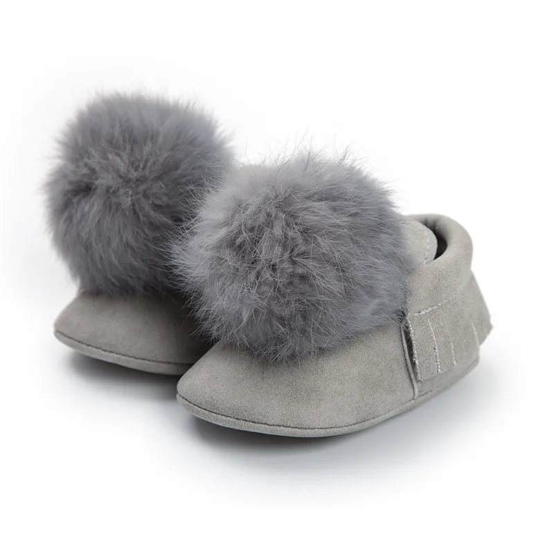 

Autumn Winter New Arrival Cute Crib Shoes Toddler Baby Kids Girl Boy Fluffy Hair Ball Anti Slip Warm Slippers Crib Shoes Fashion