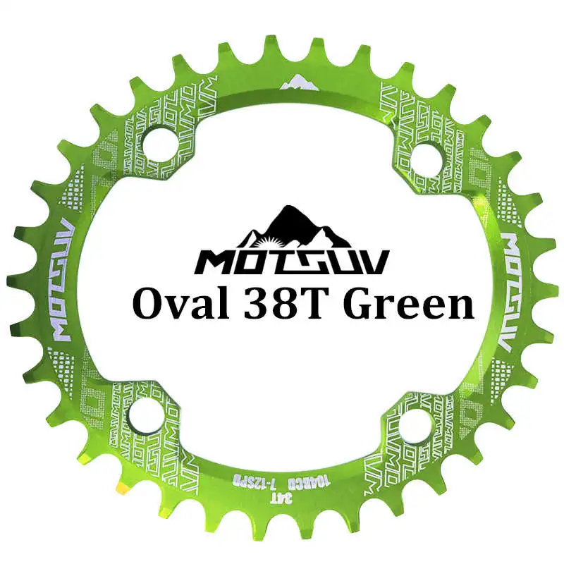 Green Oval 38T MOTSUV овальная узкая широкая цепь MTB горный велосипед 104BCD 32T 34T 36T 38T шатун зубная пластина части 104 BCD - Цвет: Green Oval 38T