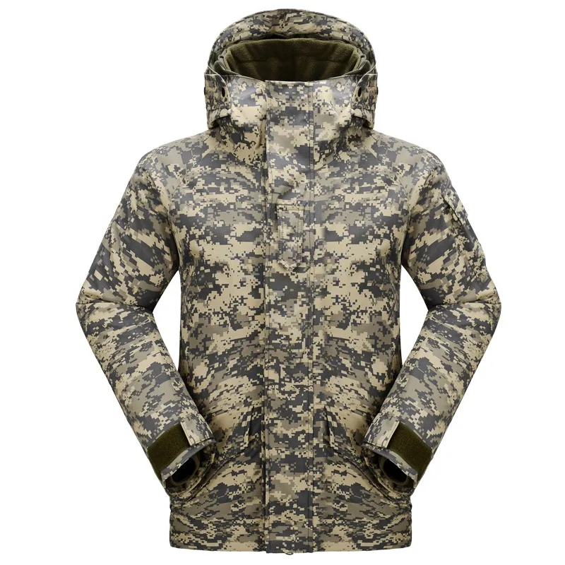 ACU camouflage G8 Униформа дождевые куртки для мужчин зимняя рыбалка Пешие прогулки тактический Водонепроницаемый ветрозащитный Теплый камуфляж флисовая куртка - Цвет: ACU camouflage