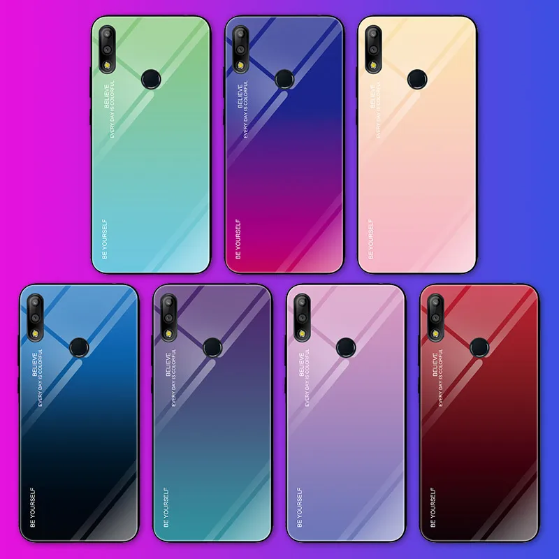 Градиентные чехлы из закаленного стекла для ASUS Zenfone Max Pro M2 M1 ZB602KL ZB601KL ZB631KL ZB633KL Aurora