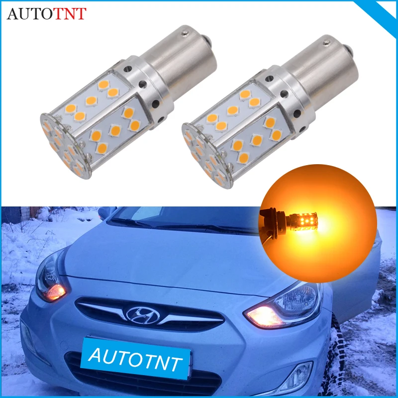 

2pcs 1156 Bau15s 7507 LED Bulbs Front Turn Signal Light For Car Hyundai Getz Solaris Hatchback No Hyper Flash 7507LDA-02B