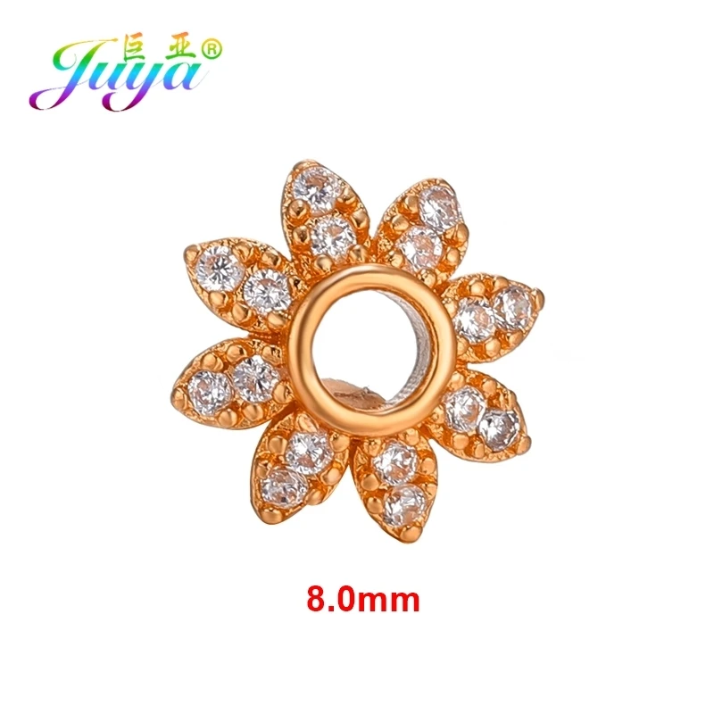 Rose Gold Juya 8 мм разделители Поставки ручной работы декоративные круглые Цветочные бусины колпачки подходят для женщин кисточки серьги бусины аксессуары для изготовления ювелирных изделий - Цвет: Rose Gold