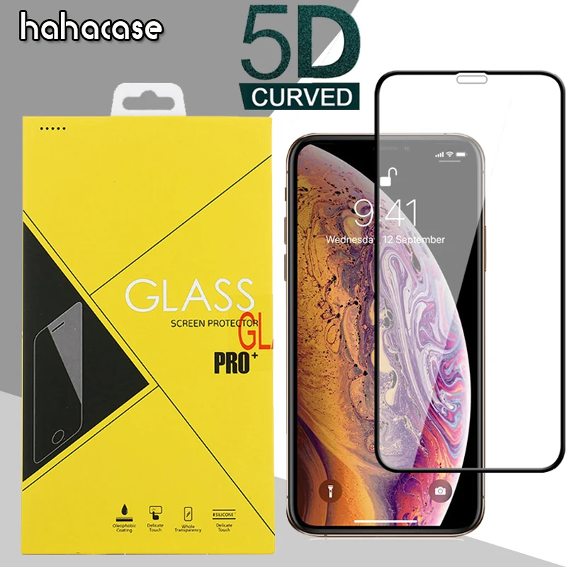 1000 шт. 5D изогнутое полное покрытие из закаленного стекла для iPhone 12 Mini 11 Pro Max XS XR X 8 7