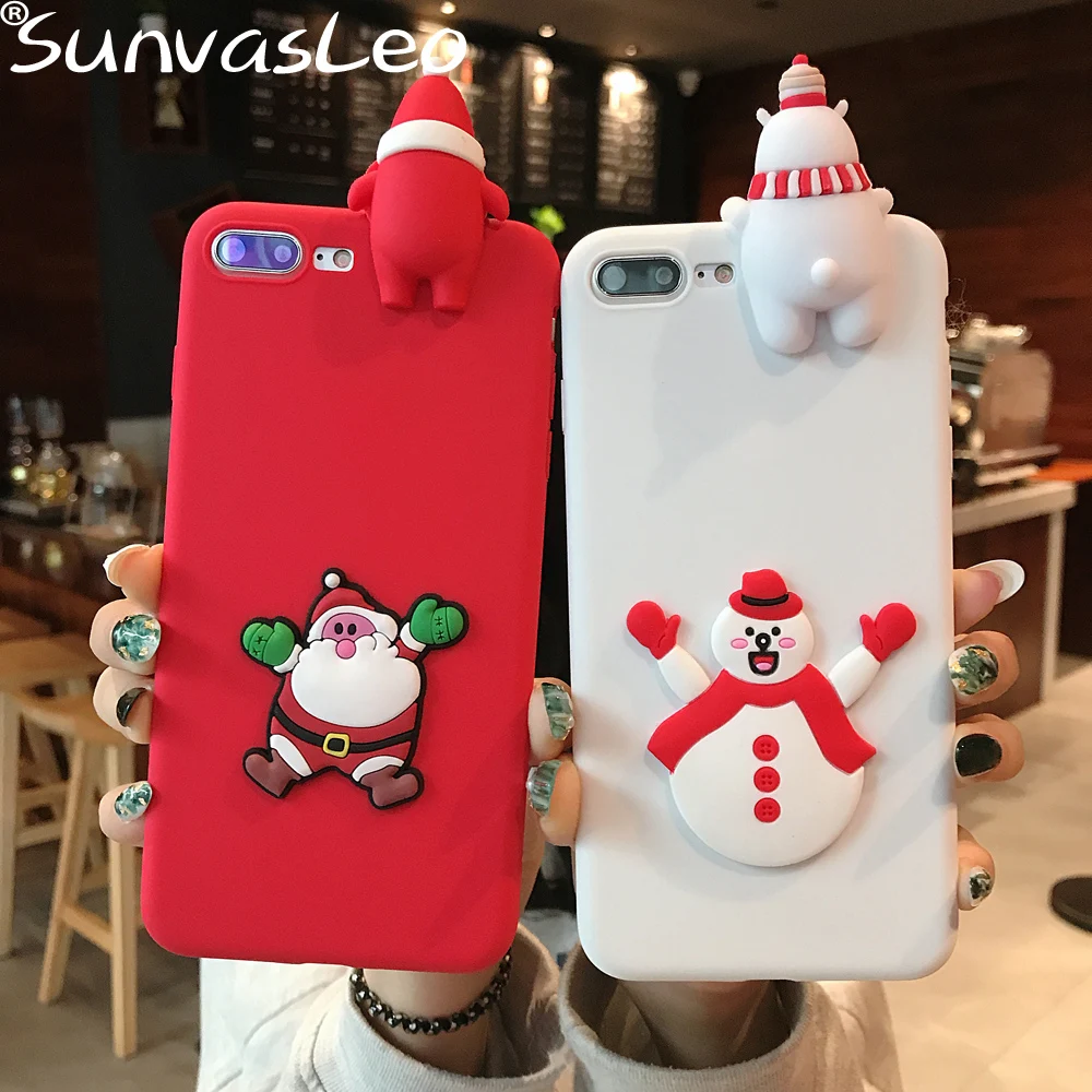 Рождественский Снеговик Санта 3D мягкий чехол для телефона iPhone Xs Max XR 5 6 7X8 Plus для huawei P9 P10 P20 Lite Pro Y5 Y6 Y7 Y9