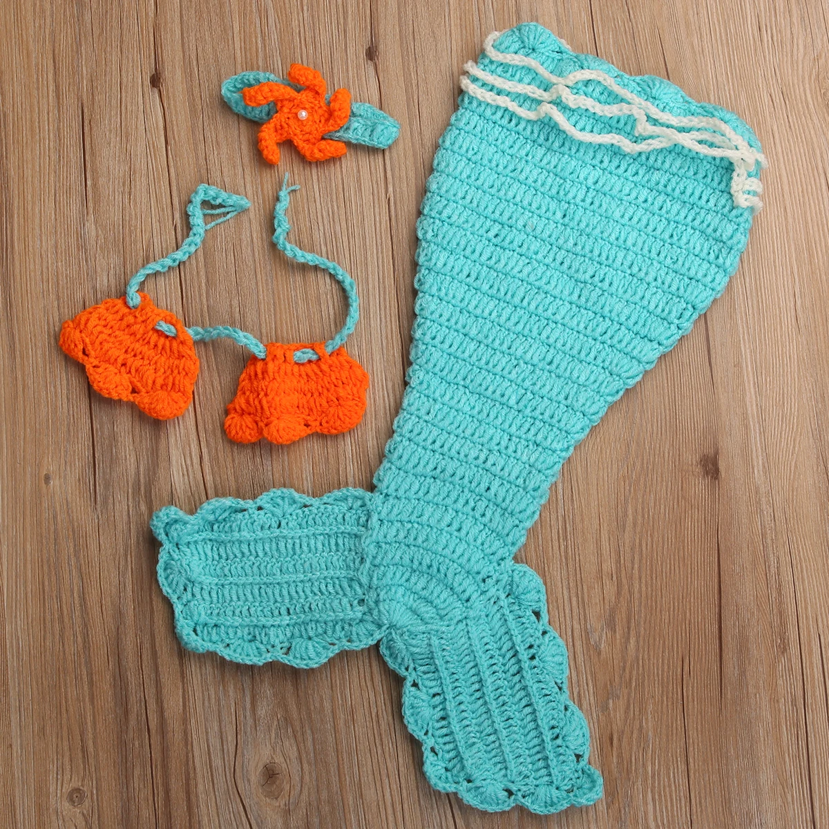 Голубой костюм Русалочки для новорожденных мальчиков и девочек Детский реквизит