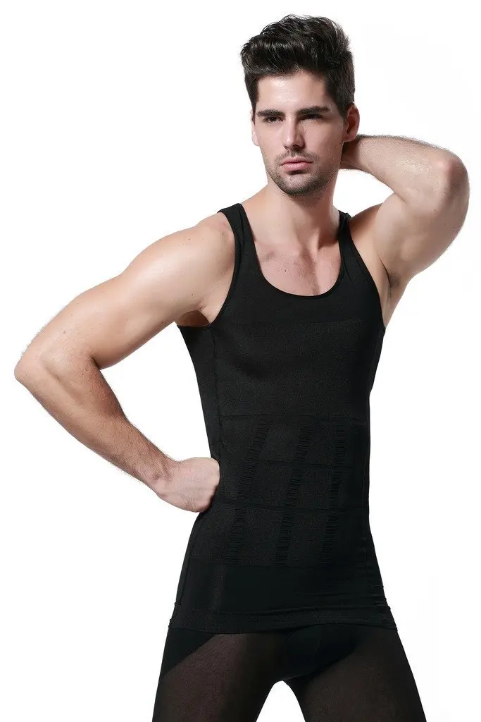 

Cn Herb Gkvk Mens Slimming Body Shaper Vest Shirt Abs Abdomen Slim Free Shipping