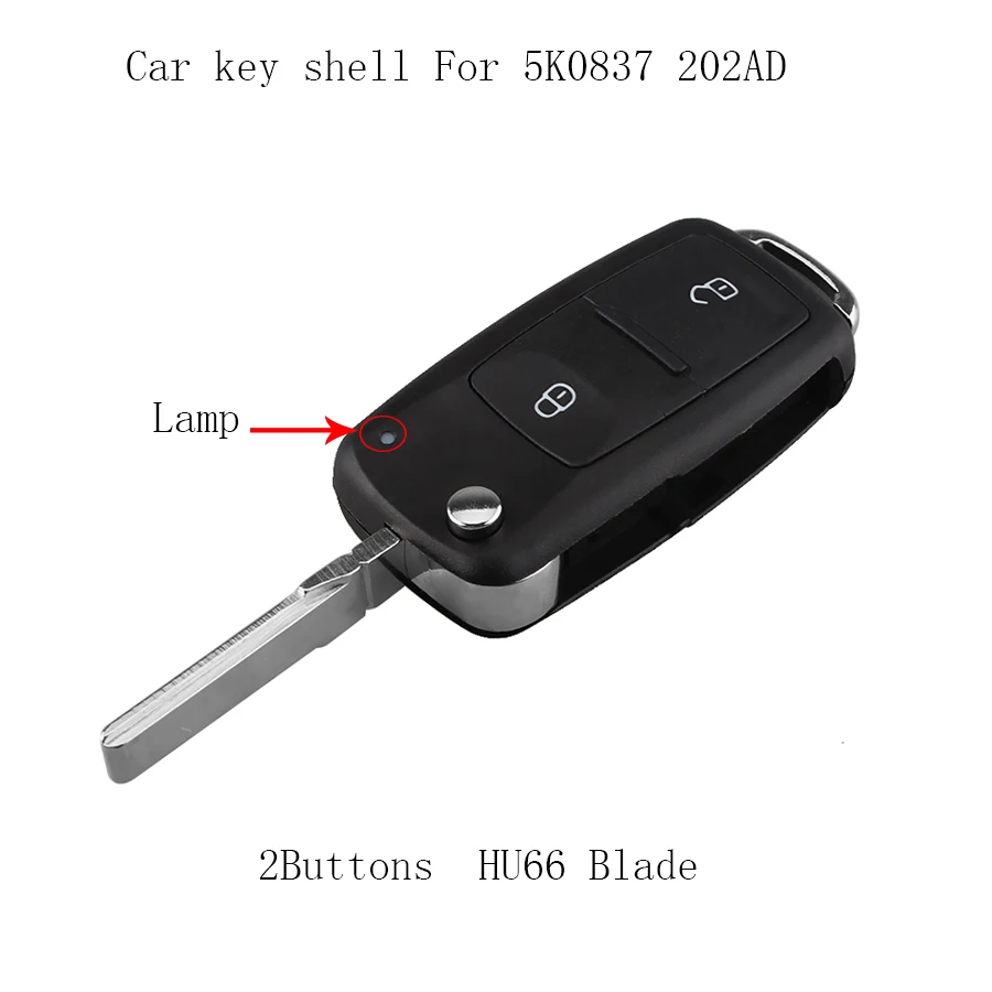 Складной ключ с 3 кнопками для VW Tiguan Golf Sagitar Polo MK6 Touareg Uncut Blade HU66 Fob чехол для 5K0837 202 AD - Количество кнопок: 2 Кнопки