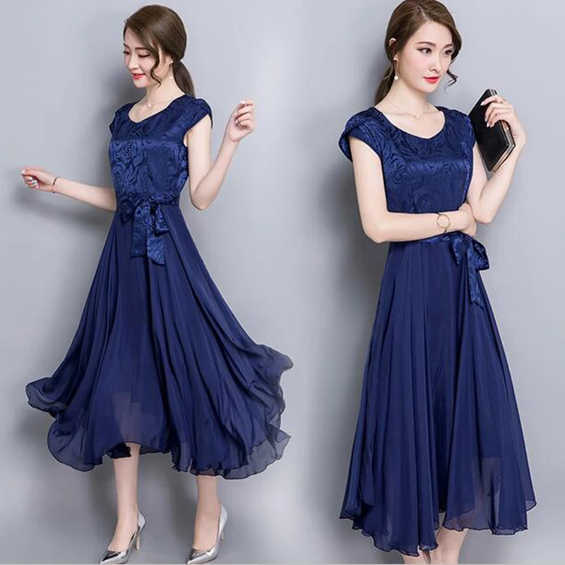 Женское приталенное шелковое платье элегантное Плиссированное длинное до