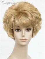 strong beauty short curly golden blonde synthetic hair full capless wig