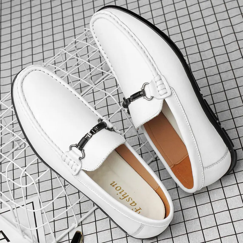 2019 Casual Shoes For men Slip on Flats Men's Breathable Man Handmade white genuine leather fashion big sizes 46 | Обувь