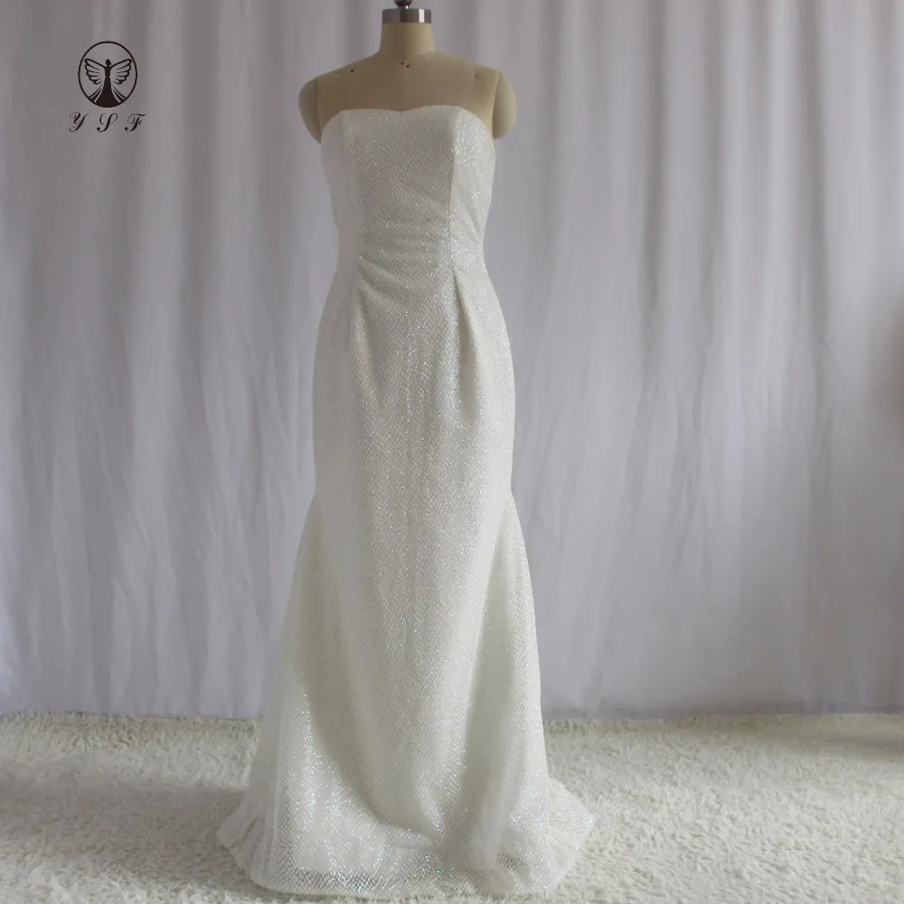 Модные блестящие свадебные платья цвета слоновой кости без рукавов со шлейфом