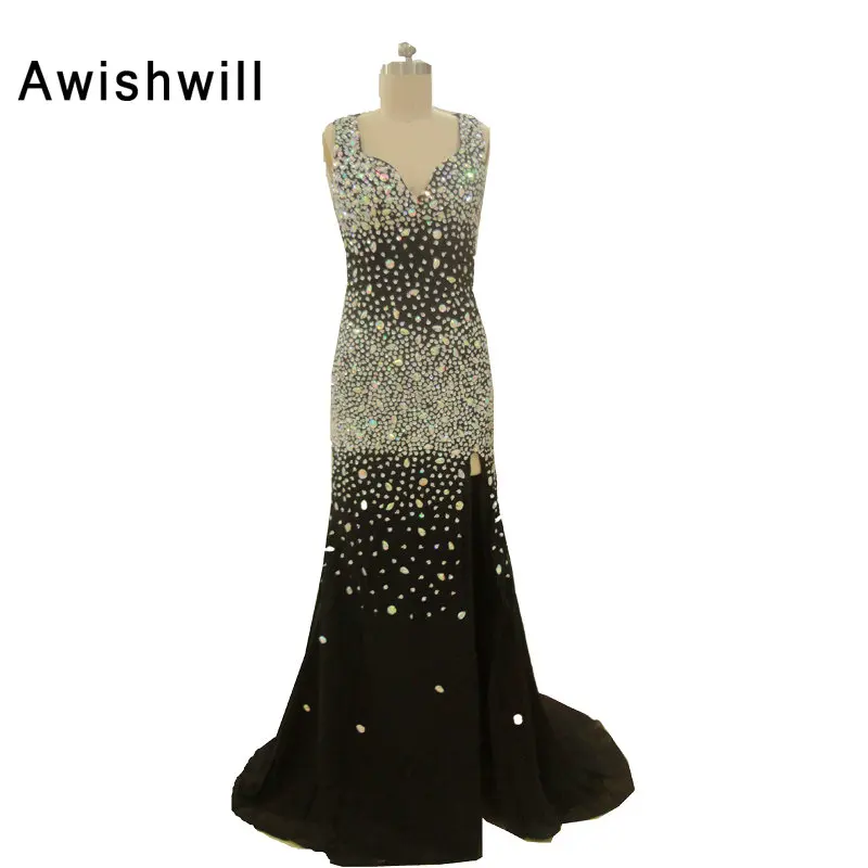 Модные шифоновые длинные вечерние платья с открытой спиной и разрезом спереди 2020