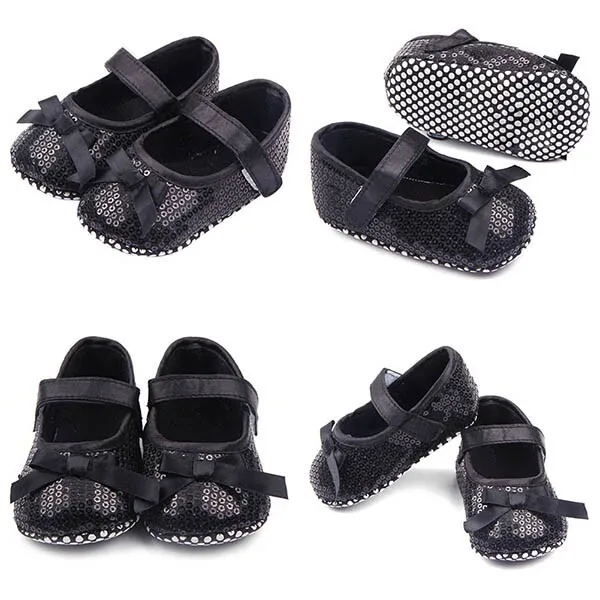 

0-18Months Cute Baby Girls Non-Slip Soft Shoes Toddler Bow Blingbling 1 Colors First Walkers Princess Girl Shoes