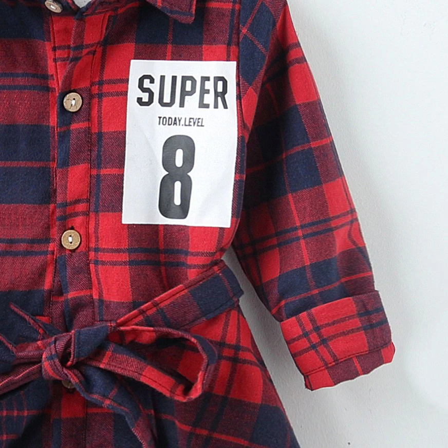 Новинка 2018 года vestidos mujer клетчатые платья с длинными рукавами для девочек детская
