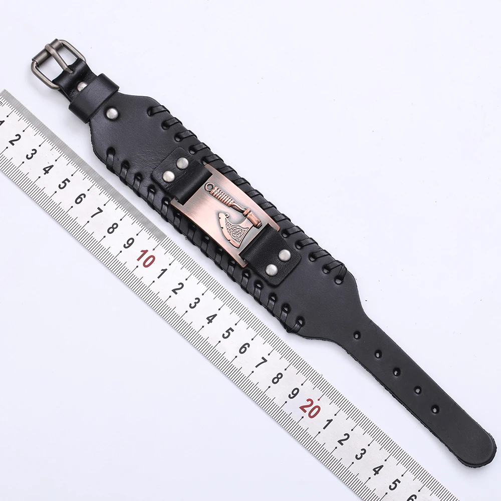 Teamer широкие кожаные браслеты с украшением в виде топора славянский смешанный цвет ремешок Викинг панк запонки кожаный браслет амулет ювелирные изделия