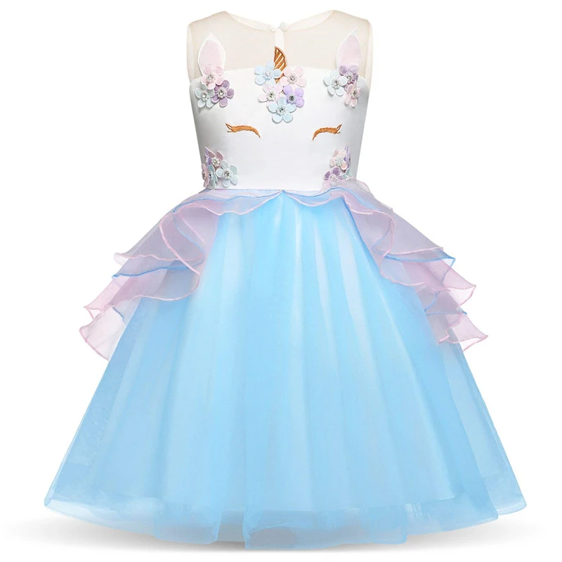 DAYLEBABY Kids Unicorn Party Tutu Dress Girls Embroidery Flower Ball Gown Baby Girl Princess Dresses for With Headbands | Детская одежда