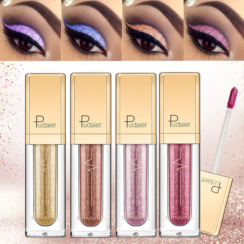 Макияж Жидкие тени для век водостойкие блестящие пигменты металлический гель