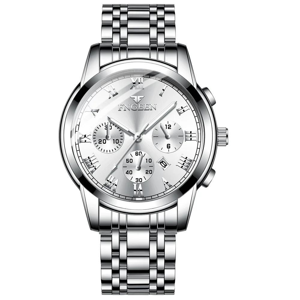 Silver strap white Мужские часы, немеханические, трендовые, корейские, кварцевые, мужские часы, водонепроницаемые, для мальчиков, студентов, мужские часы, Montre Homme - Цвет: Silver strap white