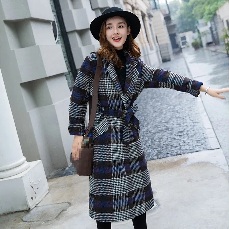 Женское винтажное шерстяное пальто длинное двубортное с длинным рукавом и