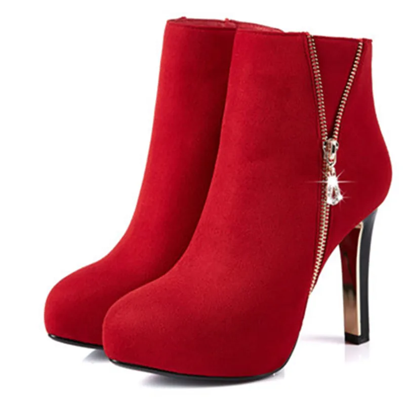 MEMUNIA 2020 new ankle boots for women fashion zipper elegant crystal autumn winter extreme high heels | Обувь