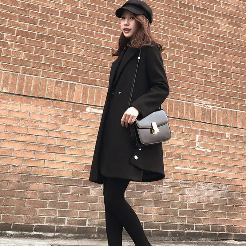 Шерстяная куртка средней длины Осень-зима 2020 Новое Женское пальто Модная тонкая