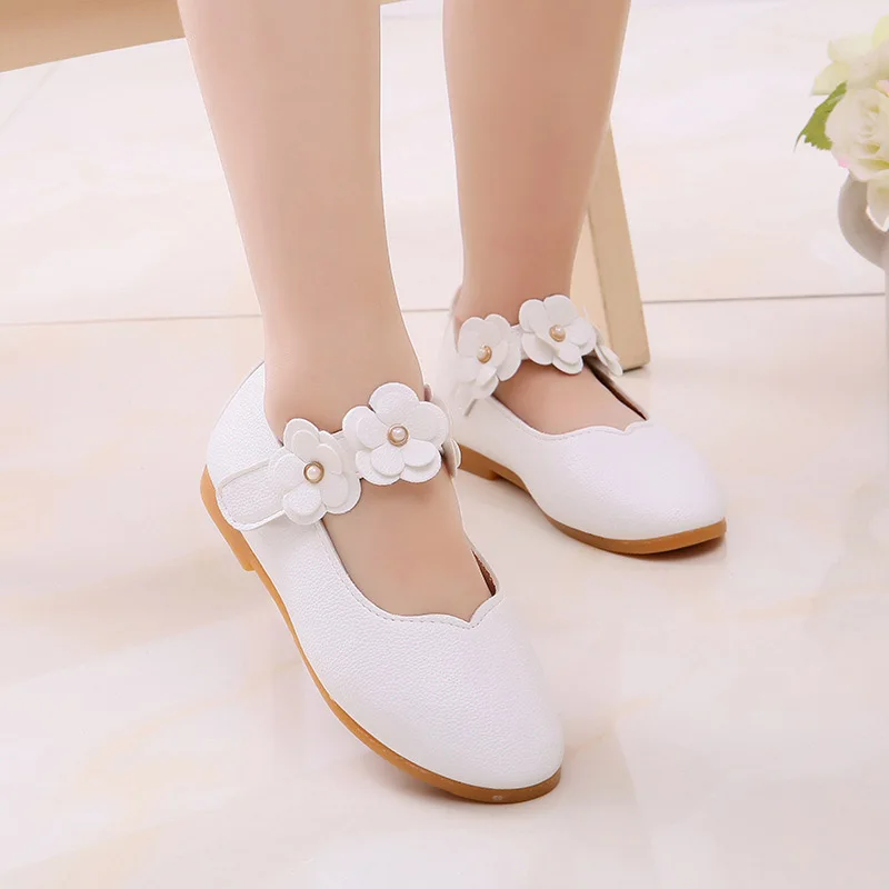 

Girls Three-Dimensional Small Flower Leather Shoes Non-slip Breathable Lightweight Princess Shoes