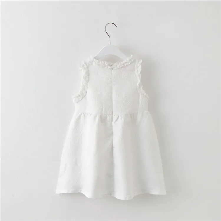 White summer dress children girls simply design cat pattern casual sundresses for 2-8 years kids party | Детская одежда и обувь