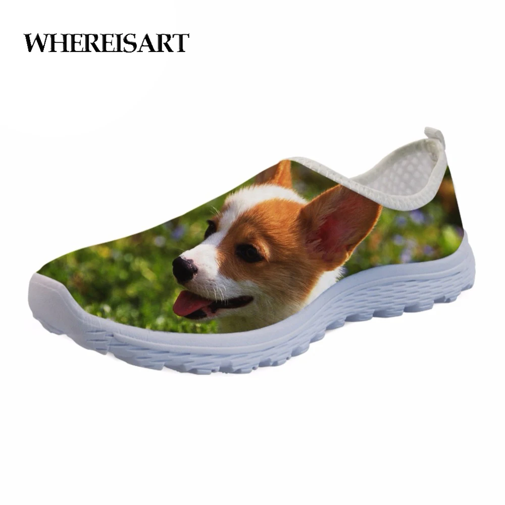 WHEREISART/Милая женская обувь с принтом собаки Джека Рассела терьера летняя очень