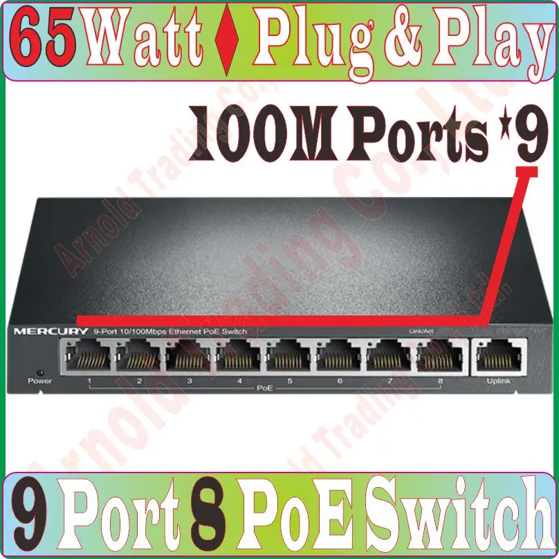 Замена Tenda TEF1109P 8 63W 9 портовый 10/100 Мбит/с быстрый Ethernet сетевой коммутатор PoE 802.3af 100M