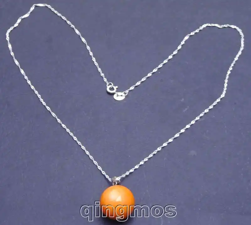 Распродажа большая круглая подвеска из натурального оранжевого коралла 15-16 мм