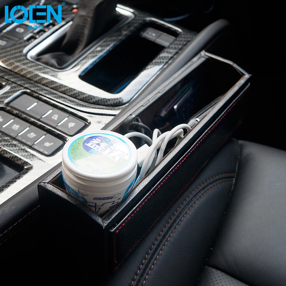 LOEN Car Styling Classic Seat Side Storage Box Gap Organizer Microfiber Leather Catcher Coin Collector Card Holder | Автомобили и