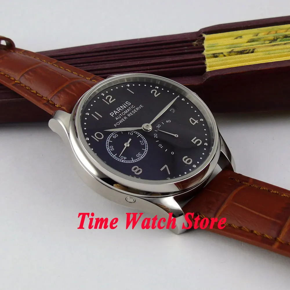 Мужские часы Parnis автоматические водонепроницаемые с черным циферблатом