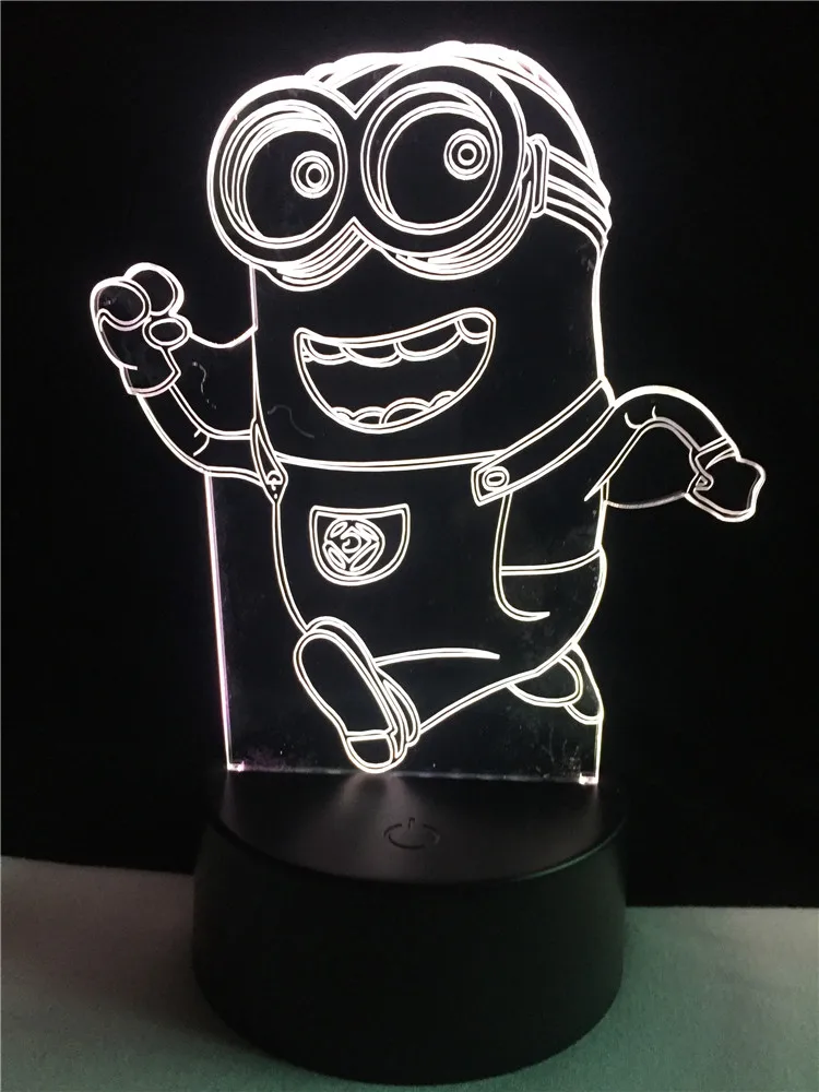 Мультфильм милый Счастливый маленький желтый человек 3D освещение вечерние декоративные настроения детская спальня светодиодный USB настольный ночник Подарки