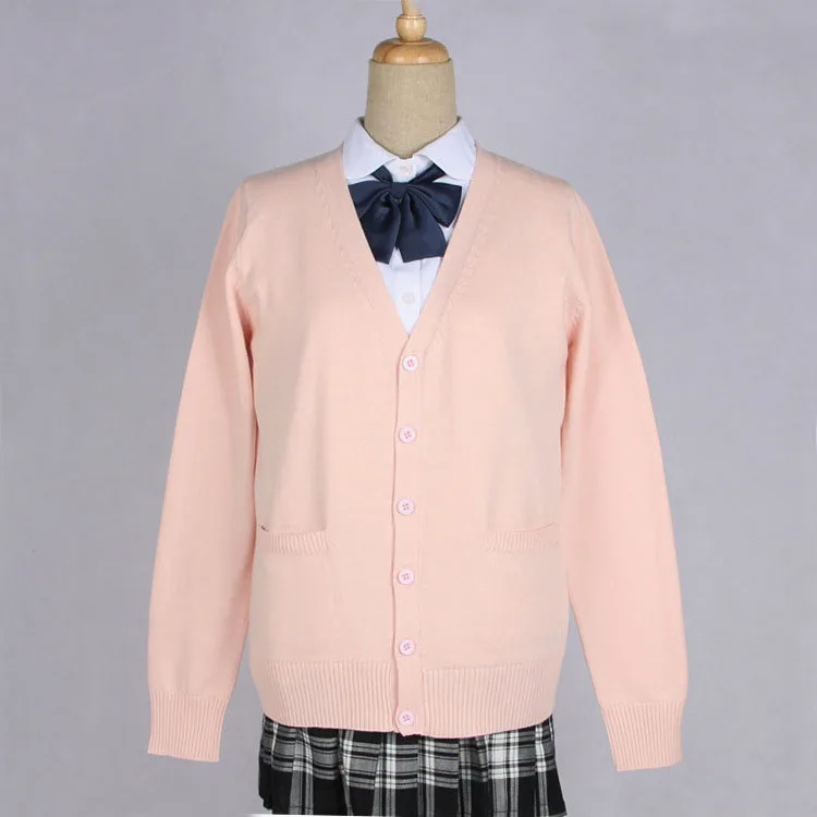 Cherry Blossom Pink 17 цветов, Высококачественная школьная форма в японском стиле для студентов, женский свитер с длинным рукавом JK, школьная форма s, кардиганы - Цвет: Cherry Blossom Pink