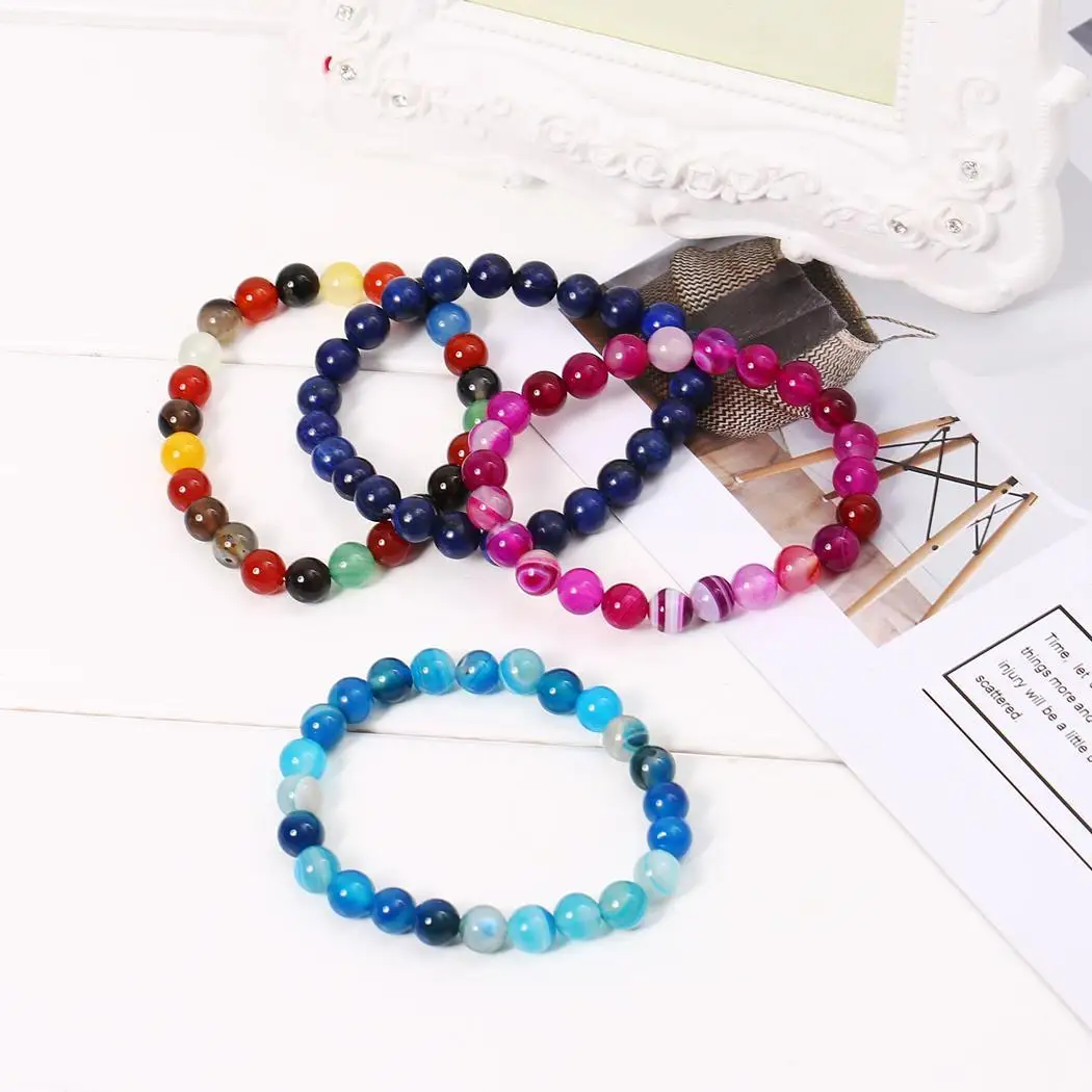 Повседневные разноцветные бусины из натурального камня 20 см/7 9 дюйма унисекс