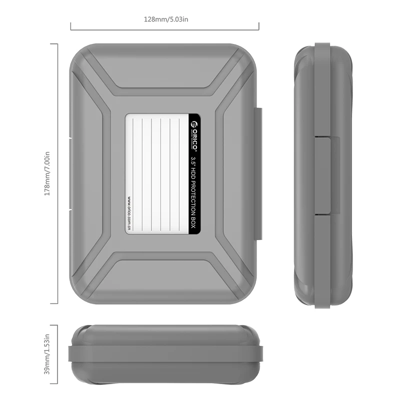 

ORICO 5 Pcs 3.5 Inch HDD Protector Box Waterproof Storage Case for 3.5" Hard Drive With EVA Crash Pads Marking Label Design