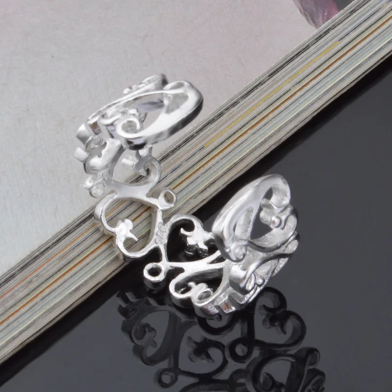 Hot Sale Retro Rings Silver Plated Fashion Hollow Ring Elegant Open Adjustable Jewelry Gift Wholesale ZK40 | Украшения и