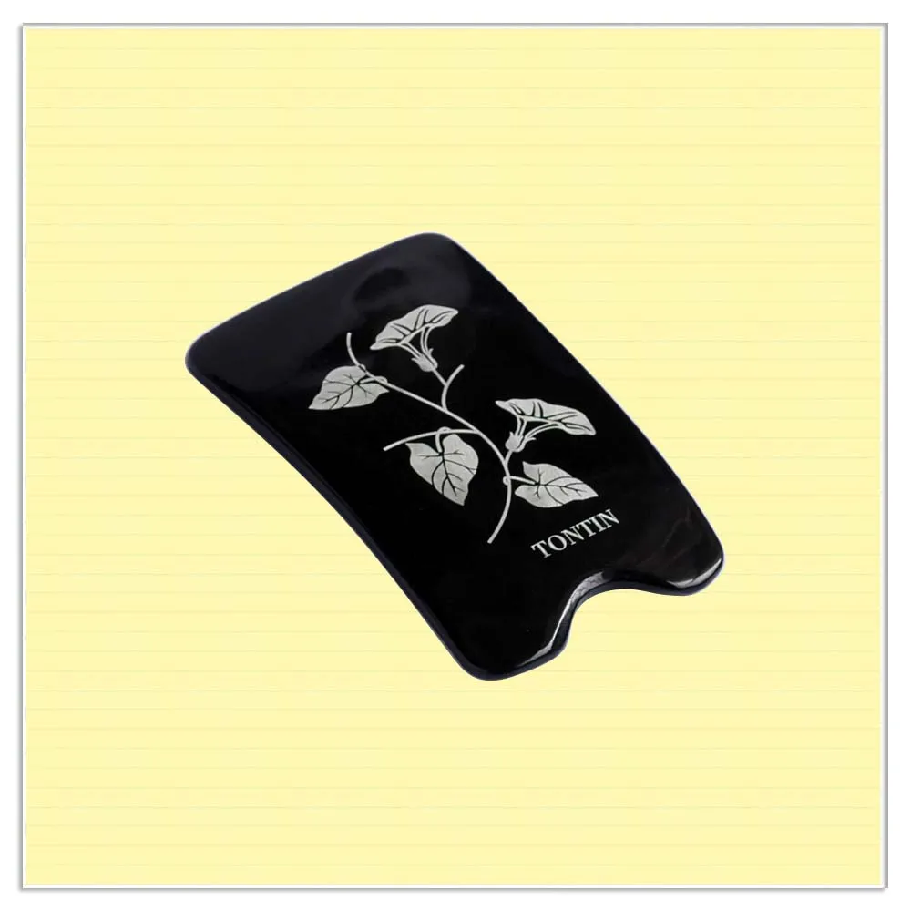 Square Резные цветы Buffalo Horn beauty Gua sha инструмент для выскабливания тонких рук ног для похудения v-образная линия Массажная пластина для лица Guasha - Цвет: Square