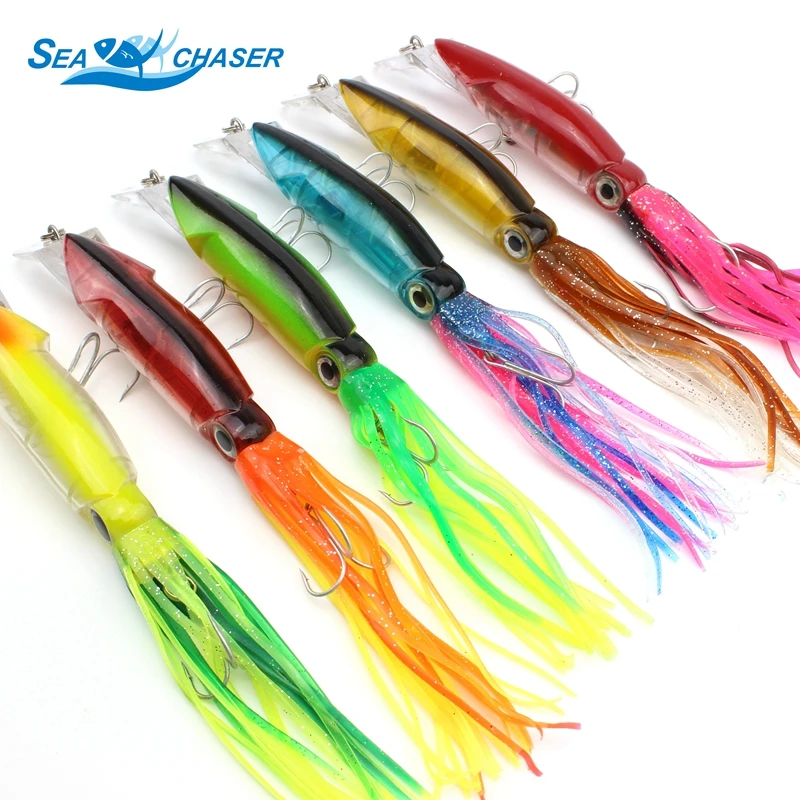 

NEW 6pcs High Quality 14cm 38g fishing tackle 6 Colors available Octopus Squid Minnow Hooks Big Fishing lures Set the bait