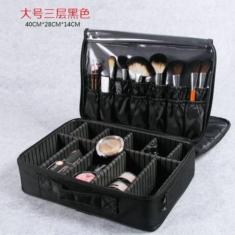 L Black 3 Layer Новые профессиональные косметички водонепроницаемый макияж хранения Чемодан ювелирных изделий - Цвет: L Black 3 Layer