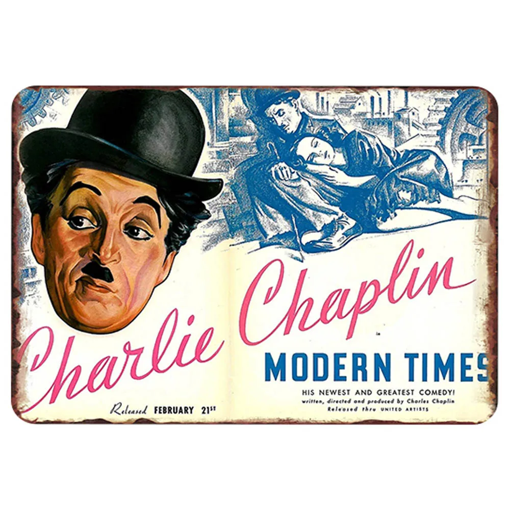 Chaplin винтажная металлическая жестяная пластина постер потертый шик ретро
