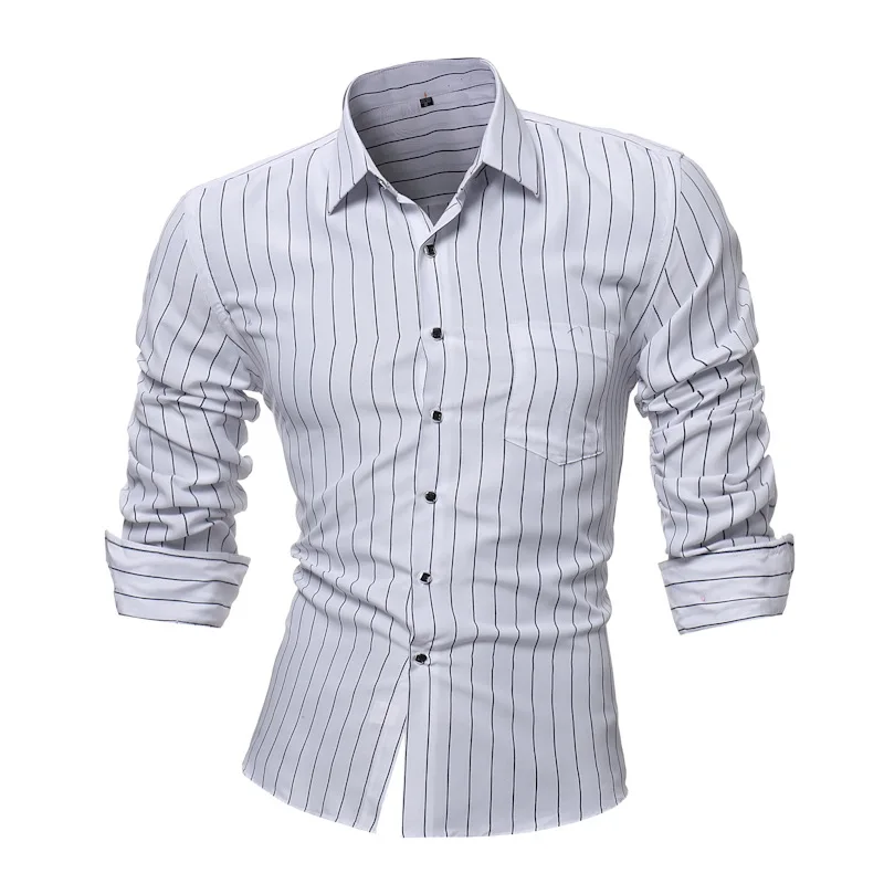 2018 Новая мужская рубашка в полоску с длинными рукавами мужские рубашки Camisa Masculina